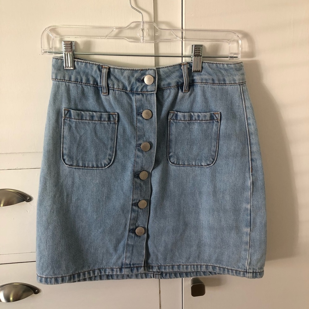 high waited mini jean skirt